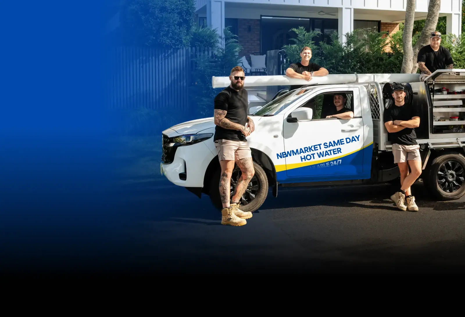Newmarket Same Day Hot Water team with the ute